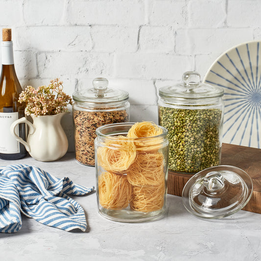 3-Piece Large Glass Apothecary Jar Set, 2 Liter
