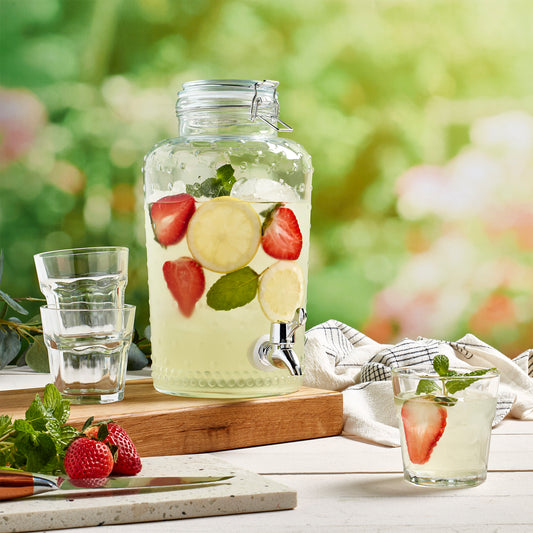 Glass Drink Dispenser with Clamp Lid, 3.5 Liter
