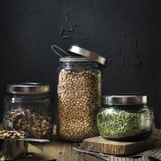 3-Piece Glass Canister Set with Pop Up Lids