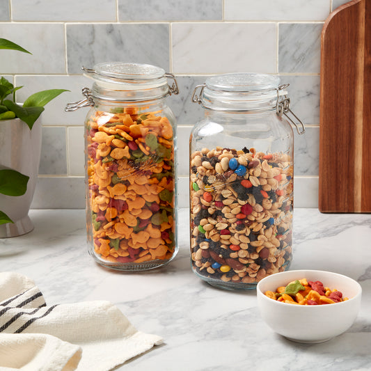 2-Piece Large Airtight Glass Clamp Jar Set, 2 Liter