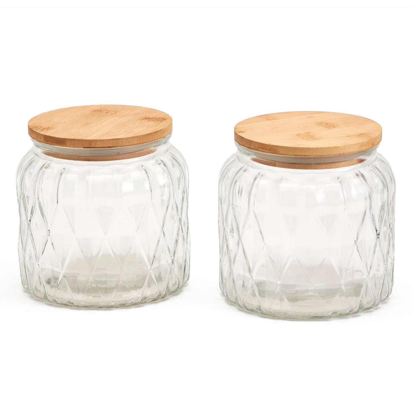 2-Piece Glass Canister Set with Bamboo Lids, 1 Liter