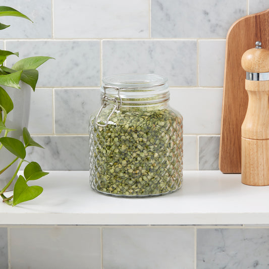 Large Airtight Glass Clamp Jar, 1.5 Liter