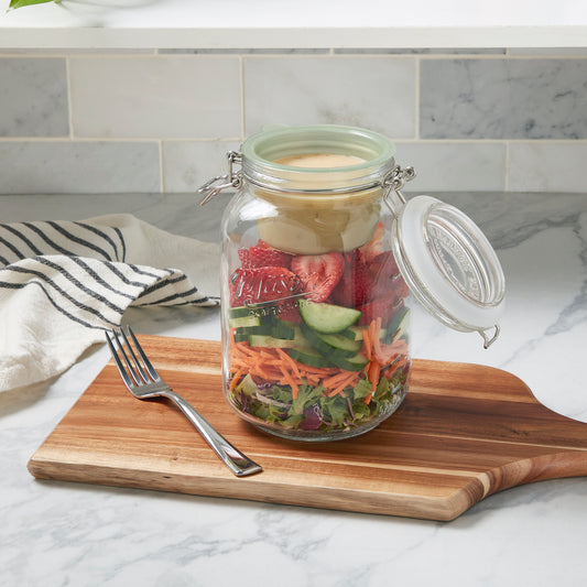 Large Airtight Glass Food-to-Go Clamp Jar, 1.5 Liter