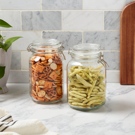 2-Piece Large Airtight Glass Clamp Jar Set, 1.5 Liter