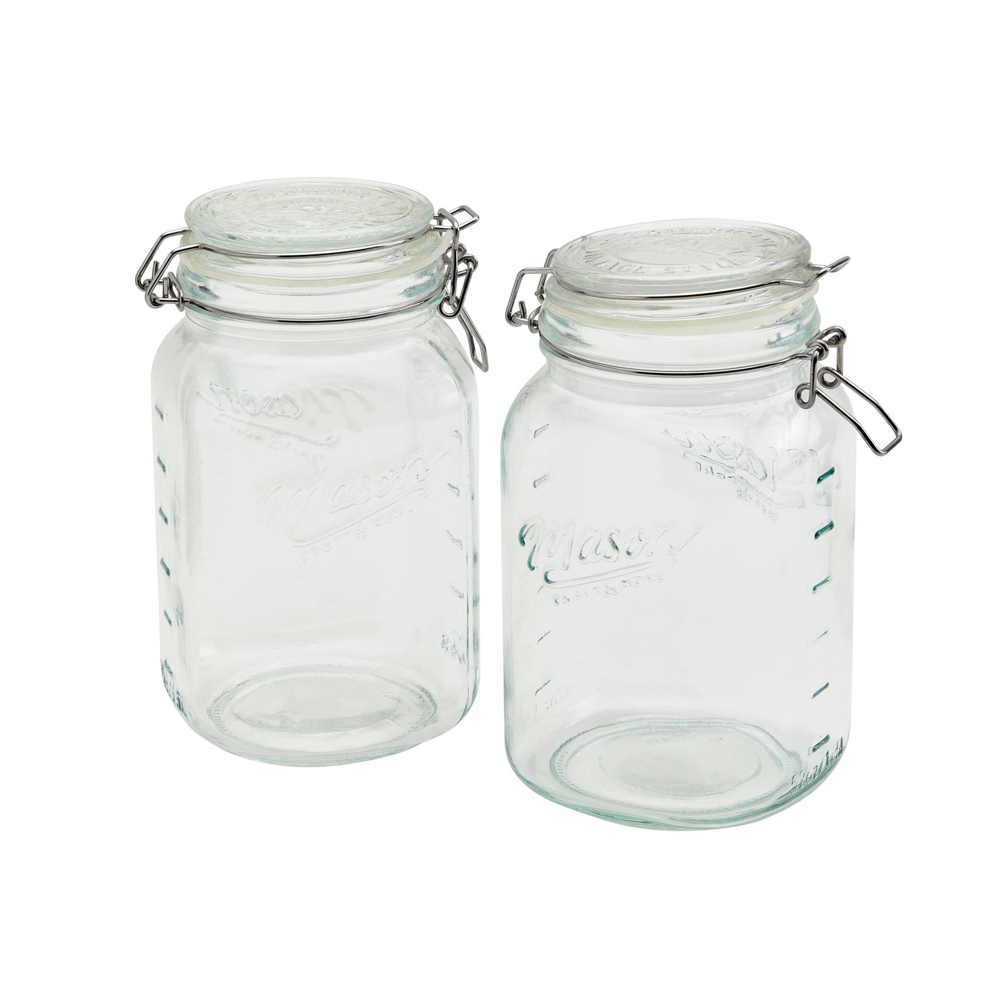 2-Piece Large Airtight Glass Clamp Jar Set, 1.5 Liter
