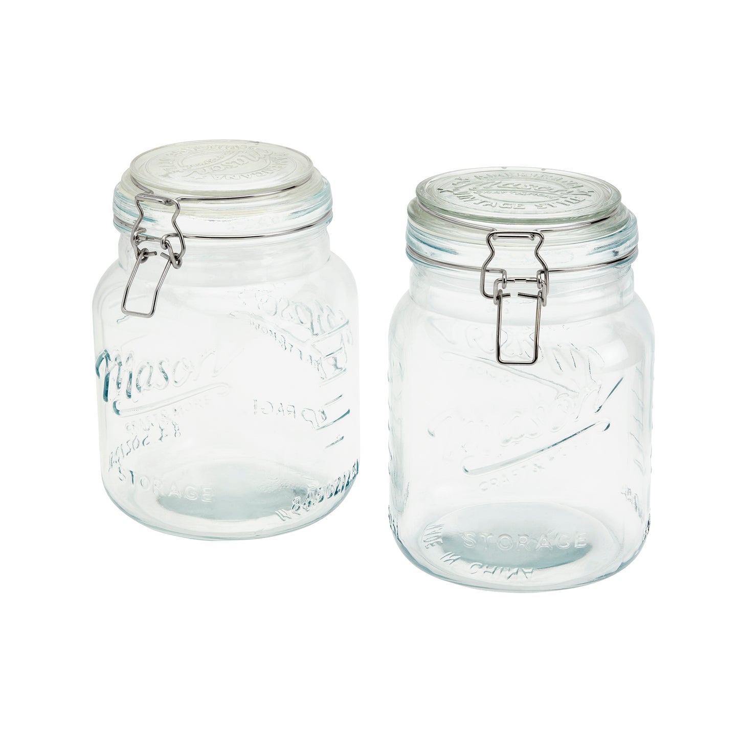 2-Piece Large Airtight Glass Clamp Jar Set, 2.5 Liter