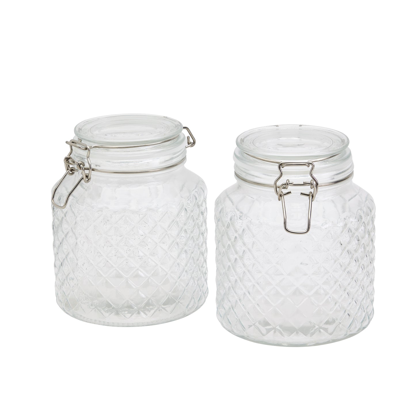 2-Piece Large Airtight Glass Clamp Jar Set, 1.5 Liter