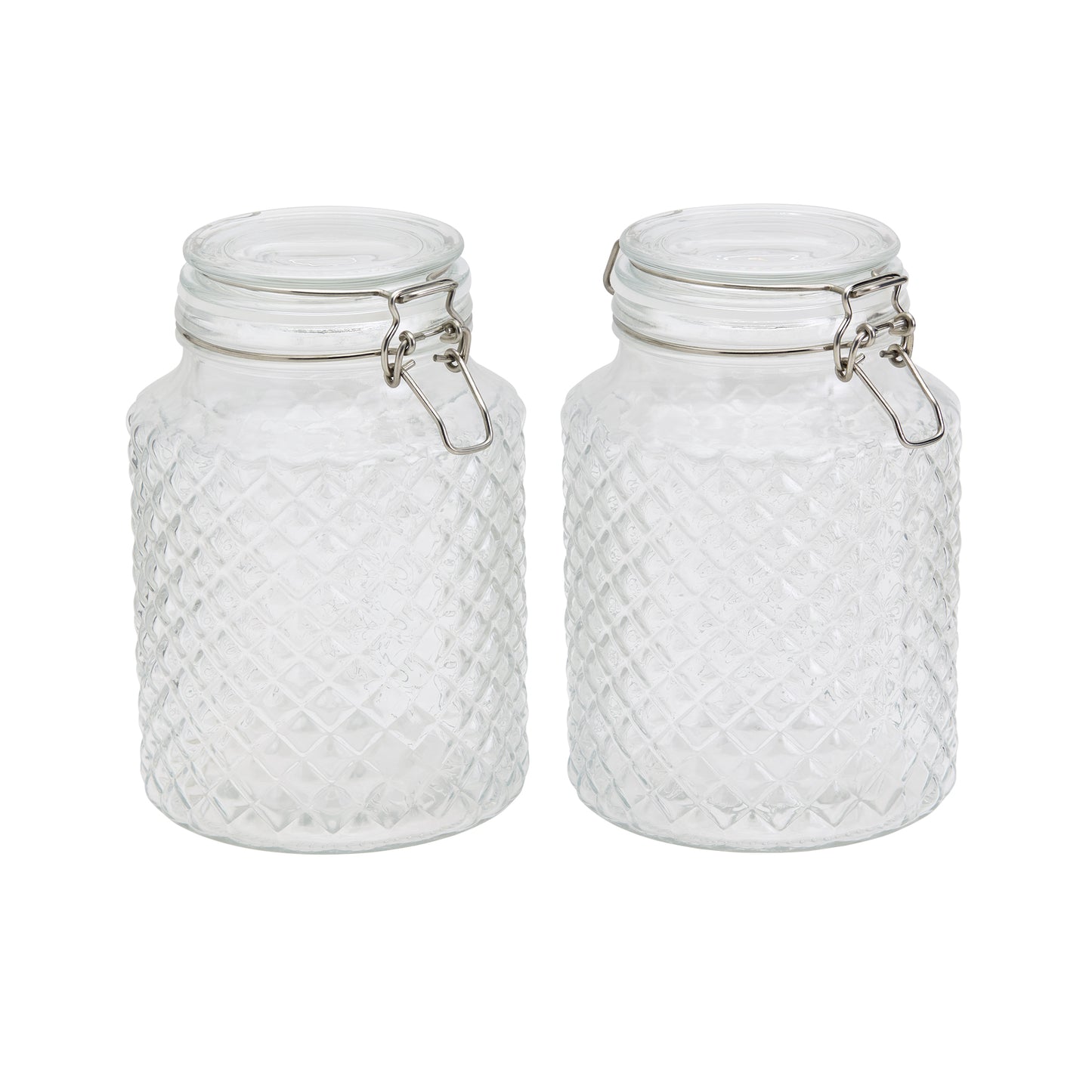 2-Piece Large Airtight Glass Clamp Jar Set, 2 Liter