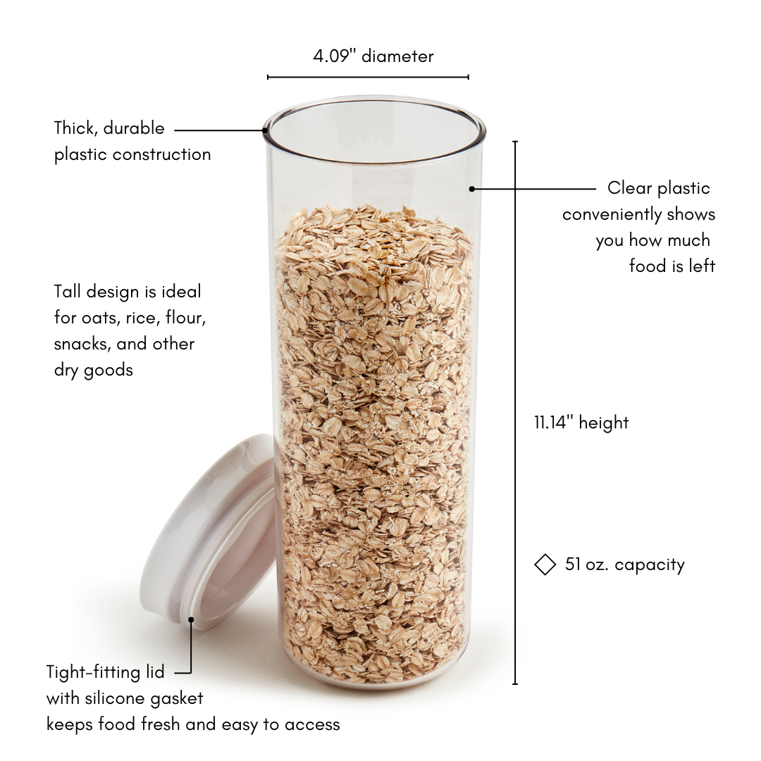 2-Piece Large Plastic Storage Canister Set, 1.5 Liter