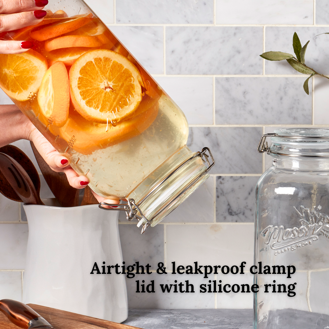 2-Piece Airtight Glass Clamp Jar Set, 1 Liter