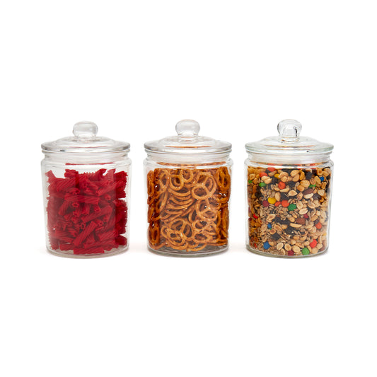 3-Piece Large Glass Apothecary Jar Set, 2 Liter
