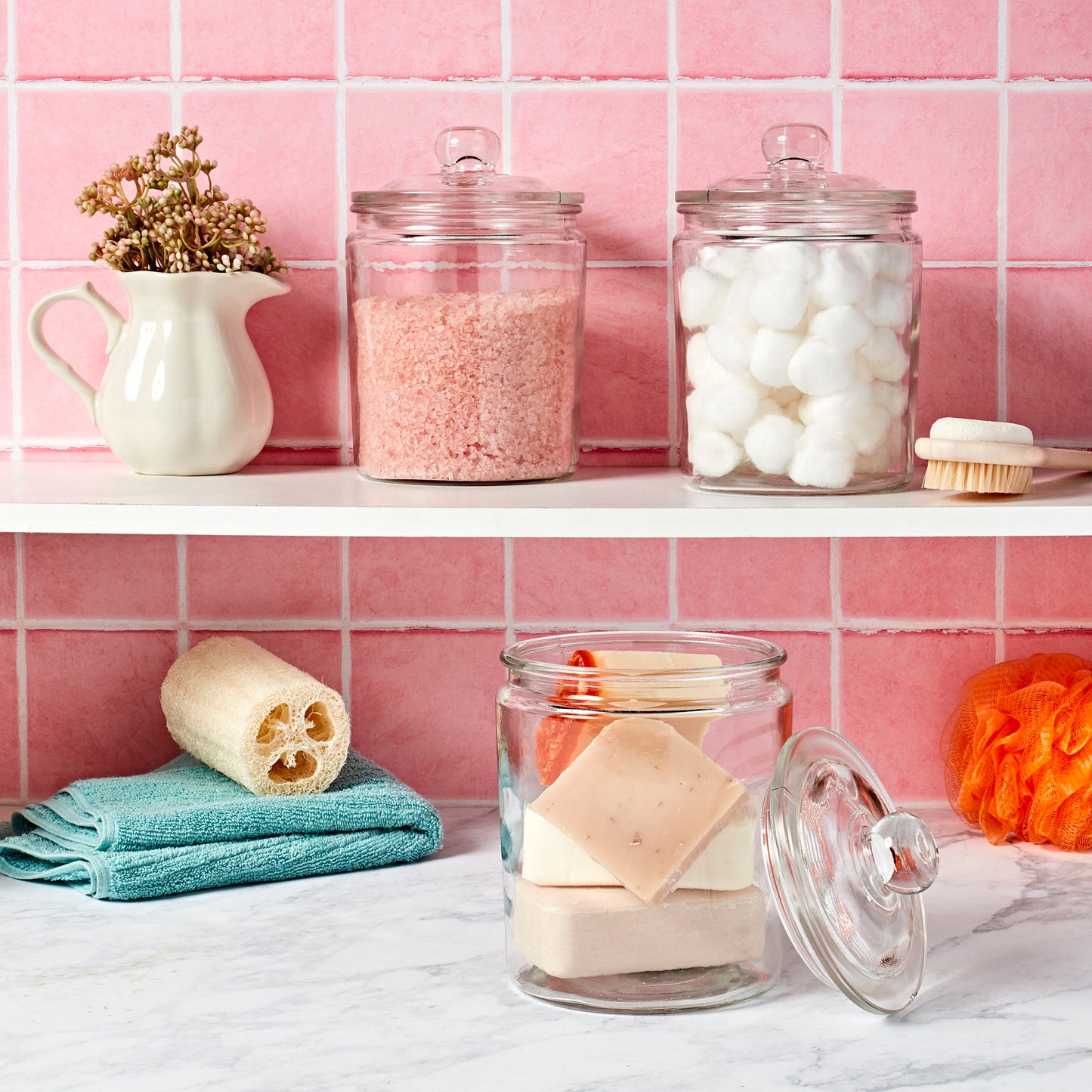 3-Piece Large Glass Apothecary Jar Set, 2 Liter