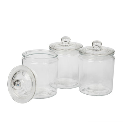 3-Piece Large Glass Apothecary Jar Set, 2 Liter