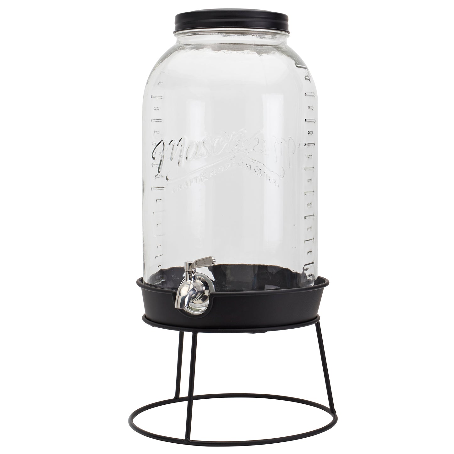 Large Glass Drink Dispenser with Metal Lid, 11 Liter