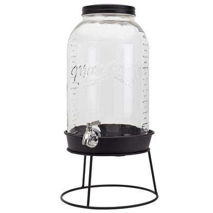 Large Glass Drink Dispenser with Metal Lid, 11 Liter