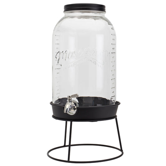 Large Glass Drink Dispenser with Metal Lid, 11 Liter