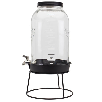 Large Glass Drink Dispenser with Metal Lid, 11 Liter