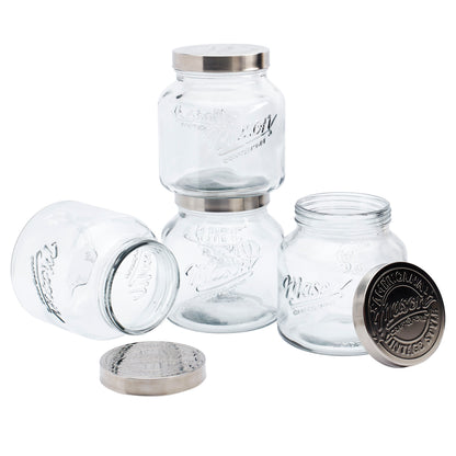 4-Piece Large Glass Canister Set with Pop Up Lids, 2.2 Liter