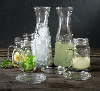 10-Piece Glass Drinkware Set with Carafes, Jars, and Coasters