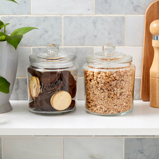 2-Piece Glass Apothecary Jar Set, 1 Liter