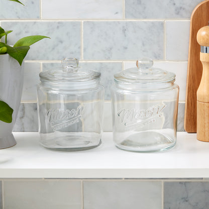 2-Piece Glass Apothecary Jar Set, 1 Liter