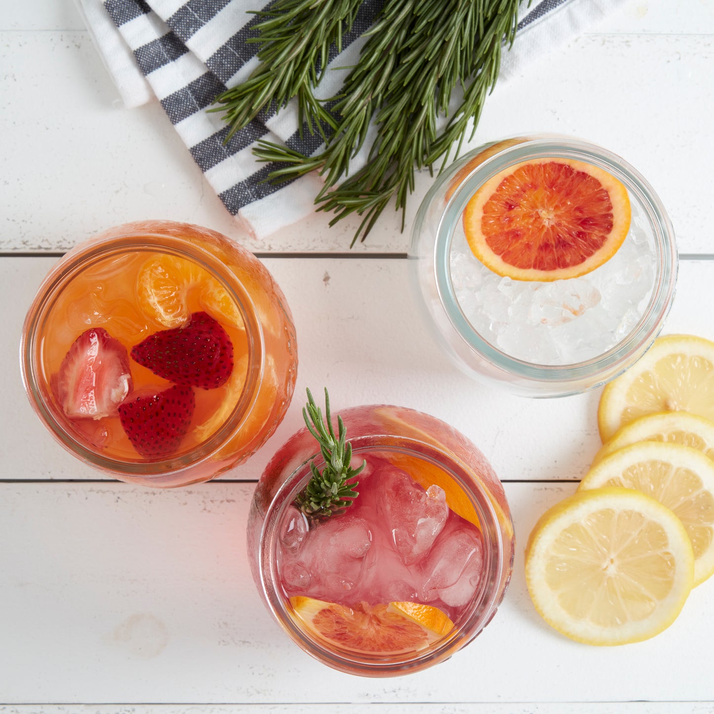 4-Piece Glass Belly Drinking Jar Set, 24 oz.