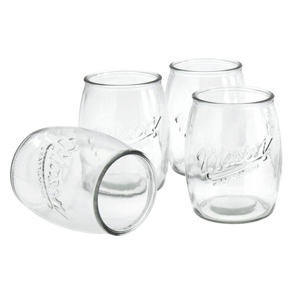 4-Piece Glass Belly Drinking Jar Set, 24 oz.