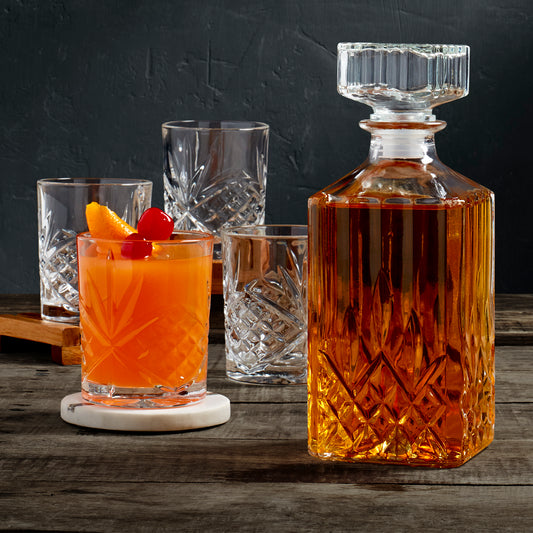 5-Piece Glass Whiskey Set with Decanter