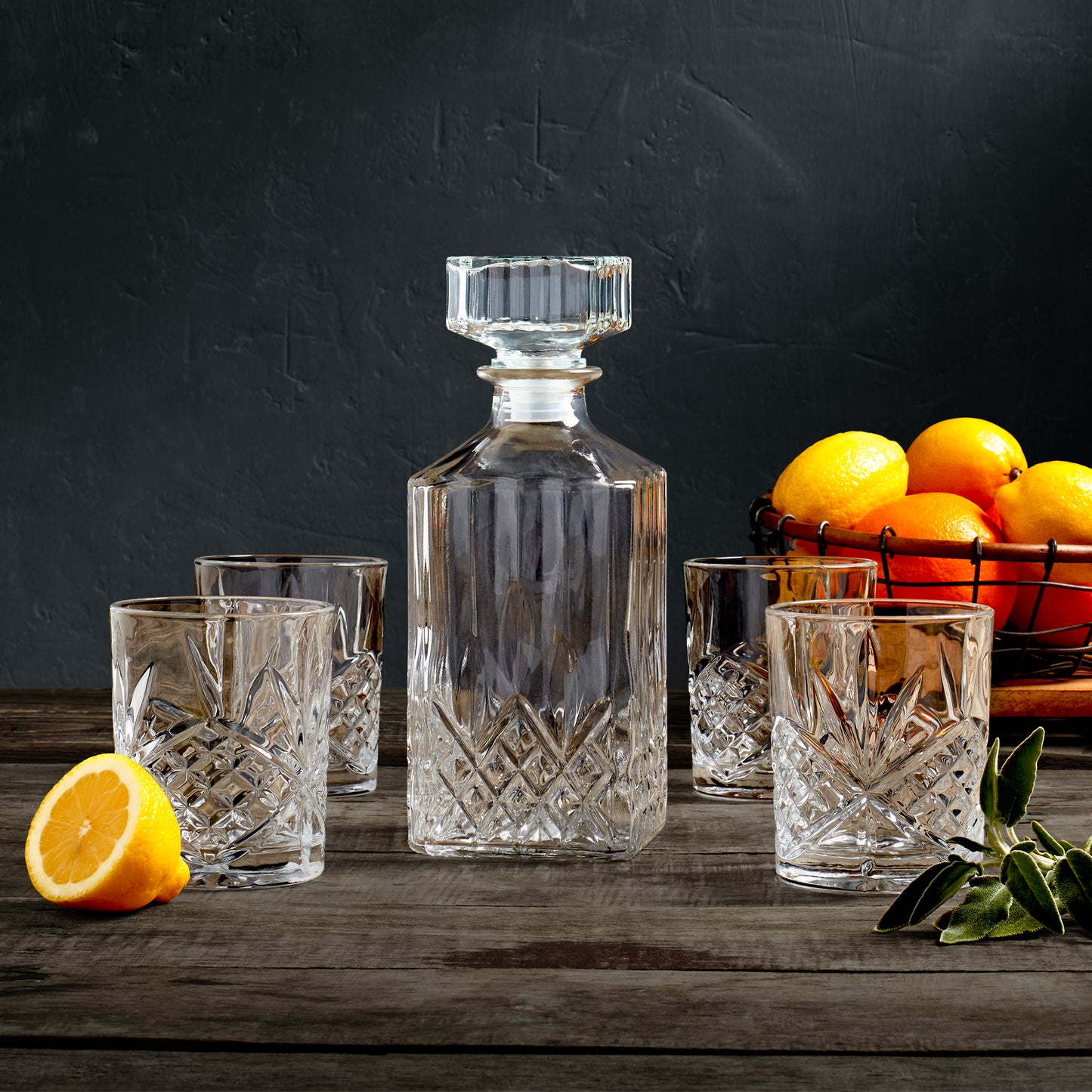 5-Piece Glass Whiskey Set with Decanter
