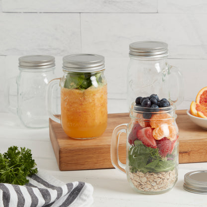 8-Piece Glass Mason Drinking Jar Set with Stainless Steel Lids, 16 oz.