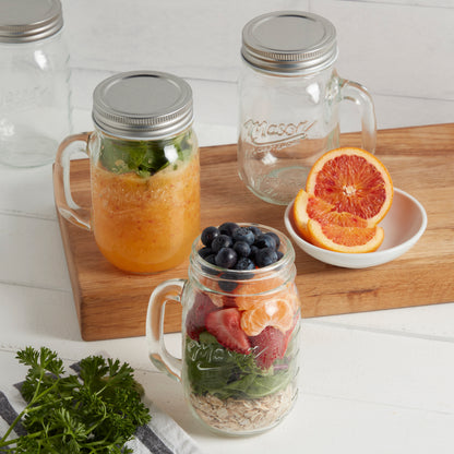 8-Piece Glass Mason Drinking Jar Set with Stainless Steel Lids, 16 oz.