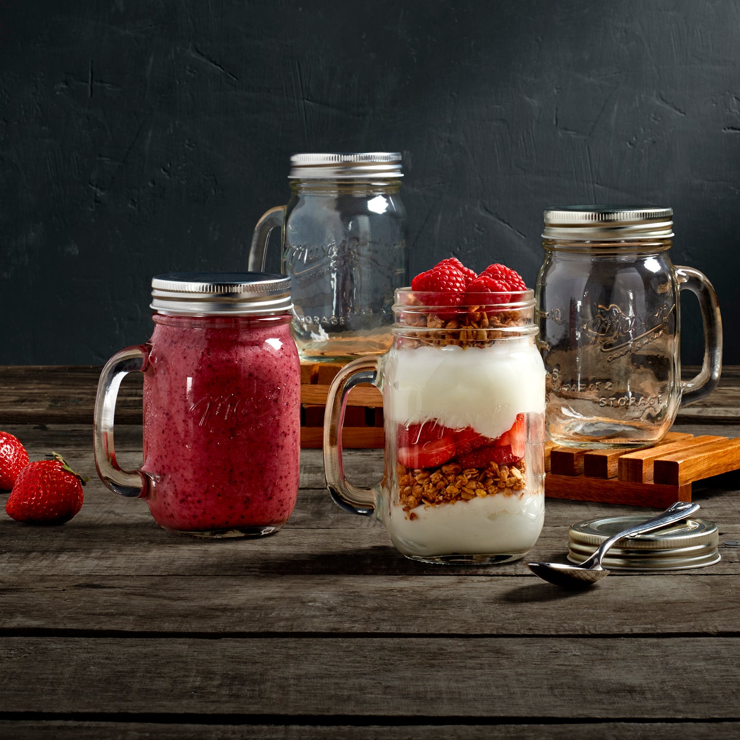8-Piece Glass Mason Drinking Jar Set with Stainless Steel Lids, 16 oz.