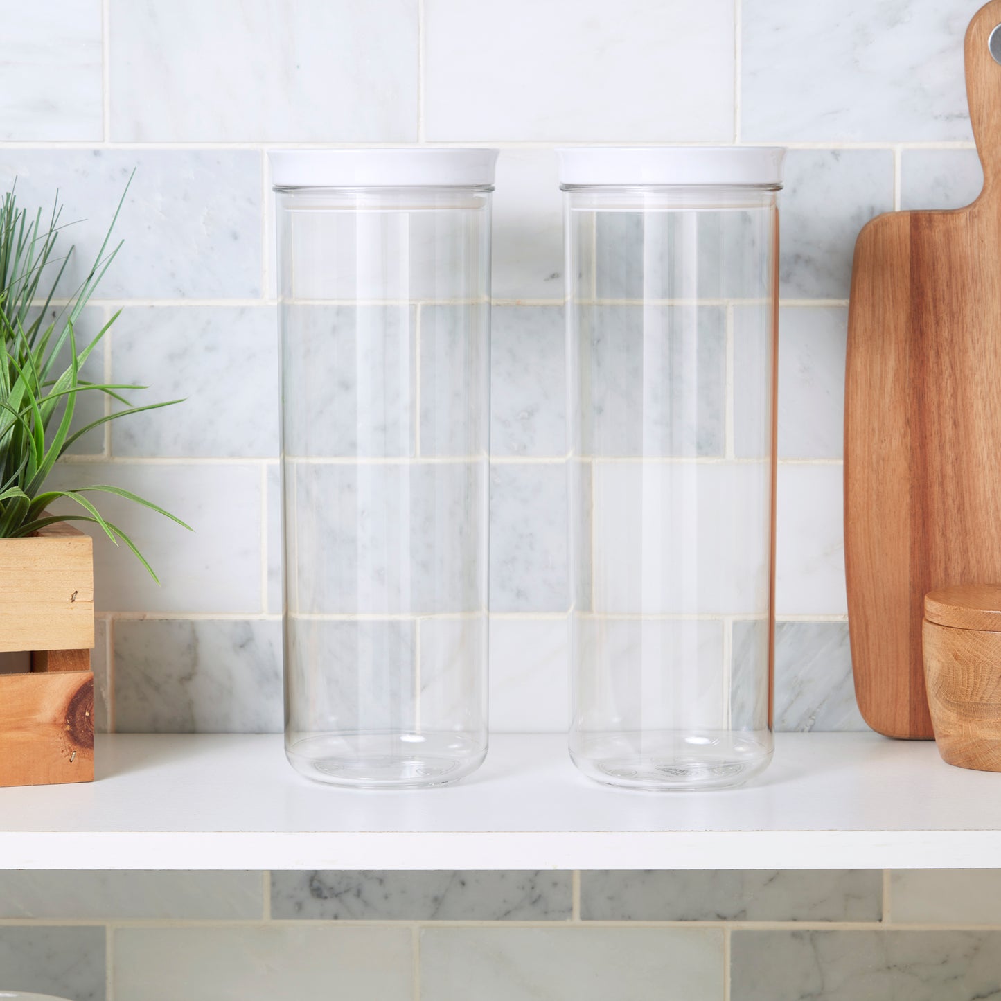 2-Piece Large Plastic Storage Canister Set, 1.5 Liter