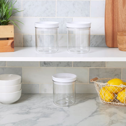 3-Piece Small Plastic Storage Canister Set, 0.5 Liter
