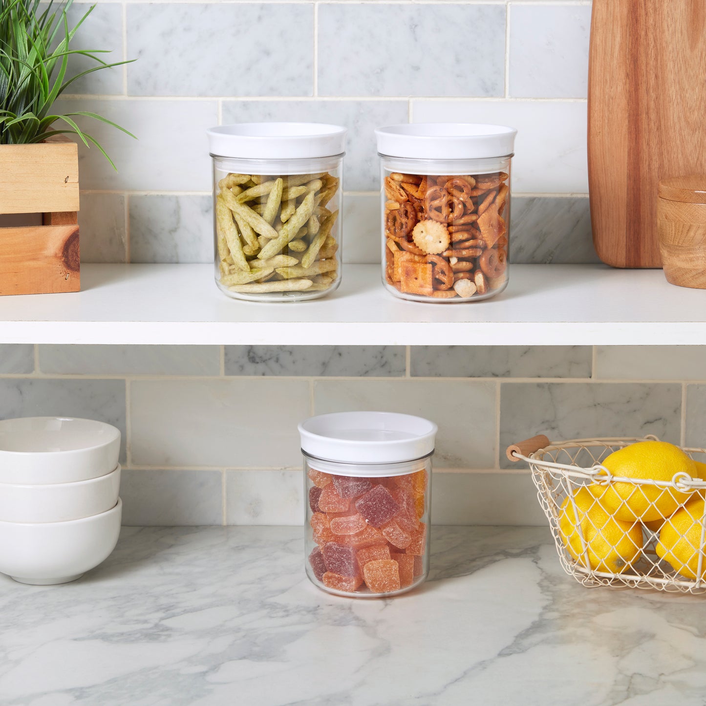 3-Piece Small Plastic Storage Canister Set, 0.5 Liter