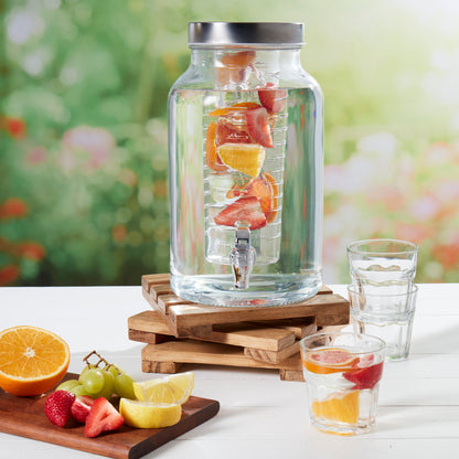 Glass Drink Dispenser with Infuser, 5.6 Liter