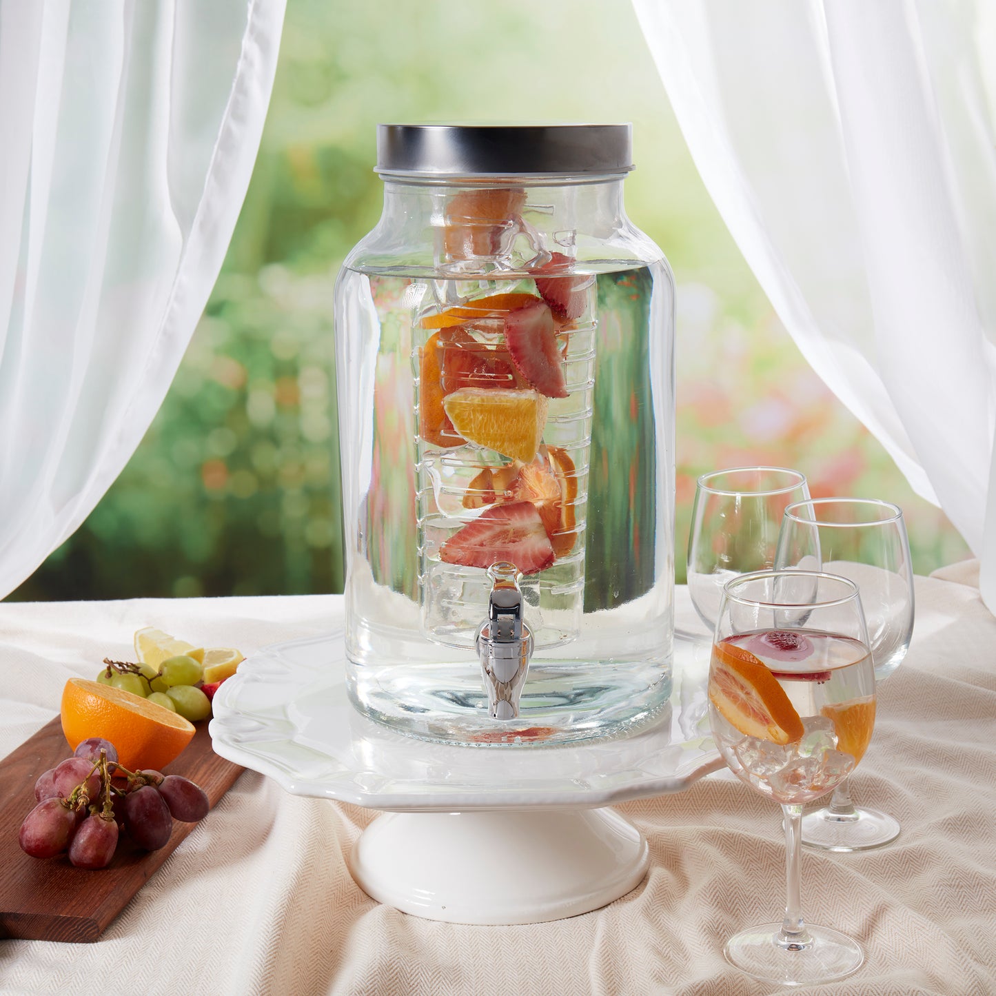 Glass Drink Dispenser with Infuser, 5.6 Liter