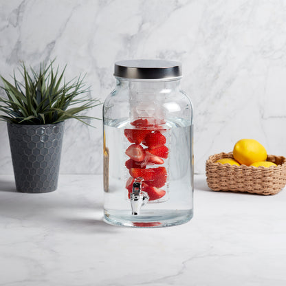 Glass Drink Dispenser with Infuser, 5.6 Liter