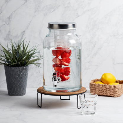 Glass Drink Dispenser with Infuser, 5.6 Liter