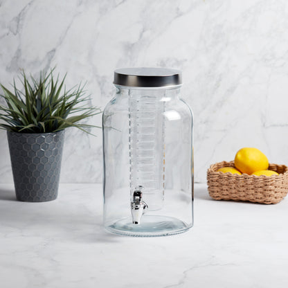 Glass Drink Dispenser with Infuser, 5.6 Liter