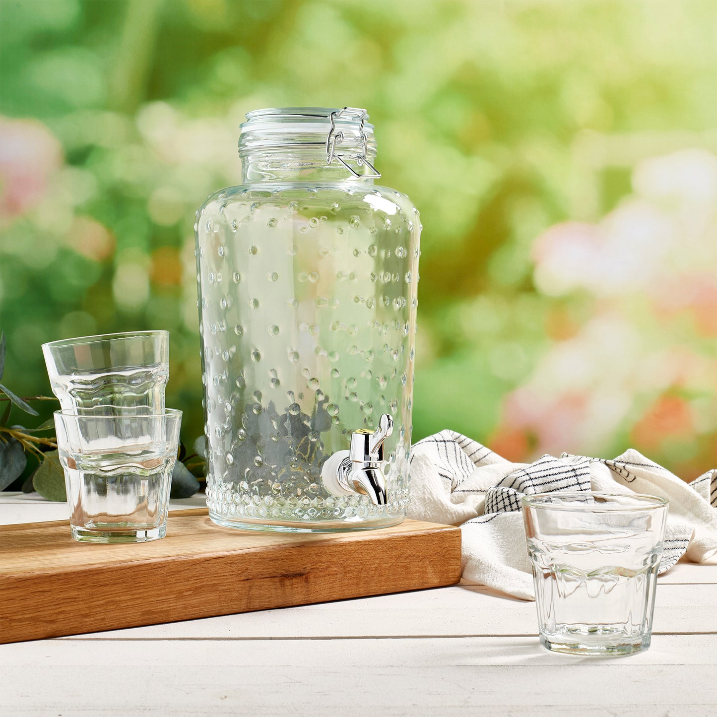 Glass Drink Dispenser with Clamp Lid, 3.5 Liter