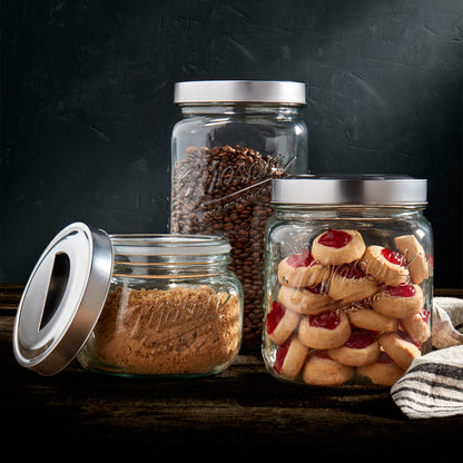 3-Piece Glass Canister Set with Pop Up Lids