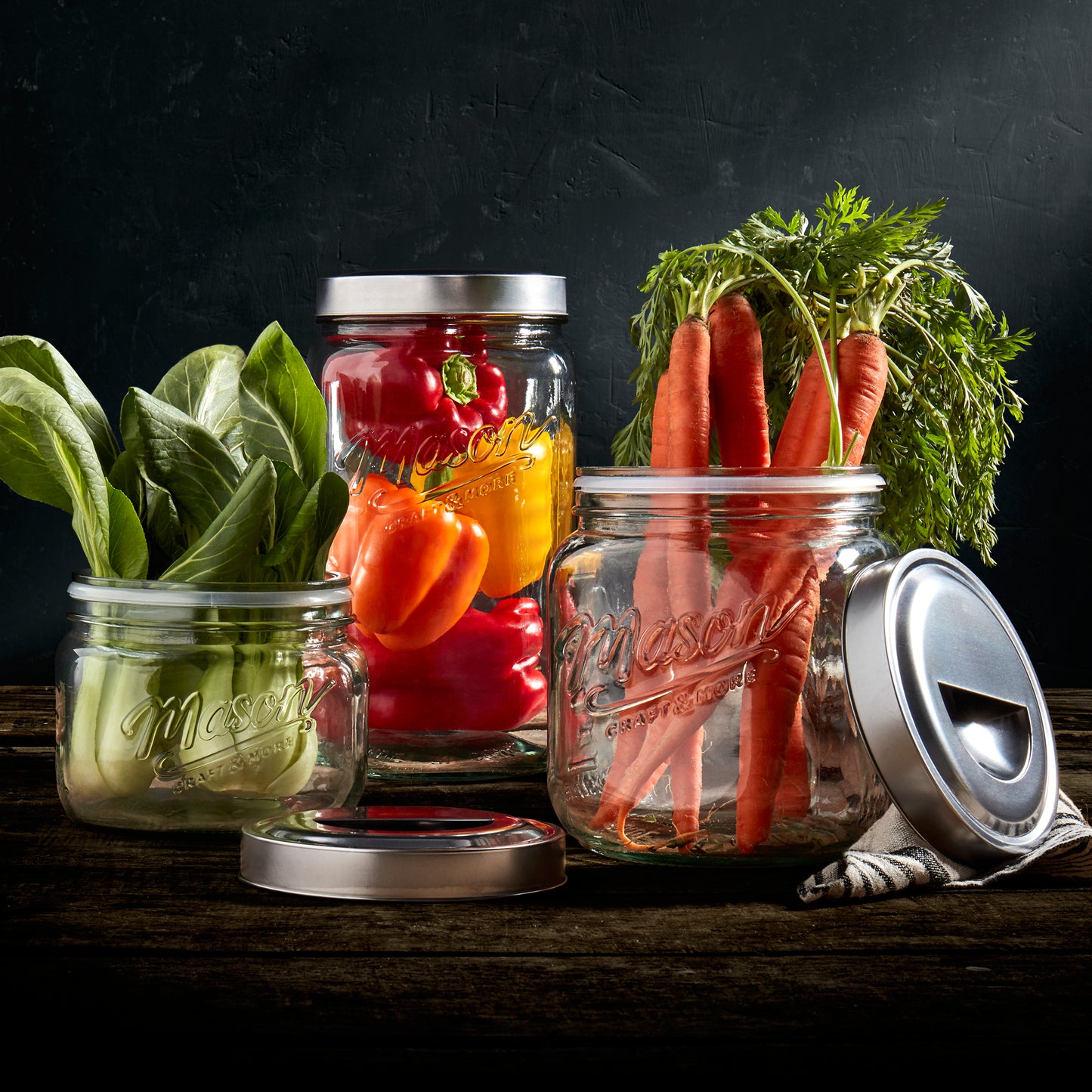 3-Piece Glass Canister Set with Pop Up Lids