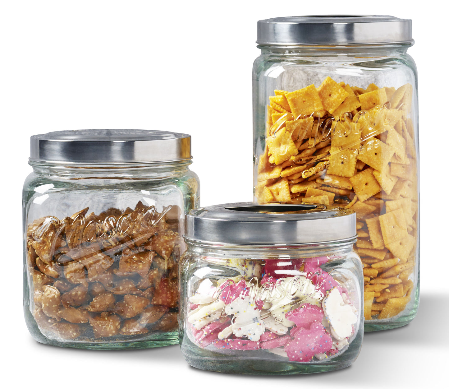 3-Piece Glass Canister Set with Pop Up Lids