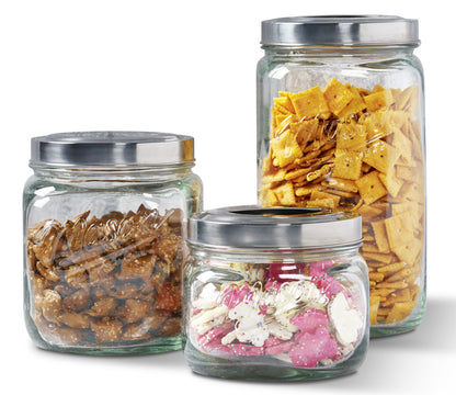 3-Piece Glass Canister Set with Pop Up Lids