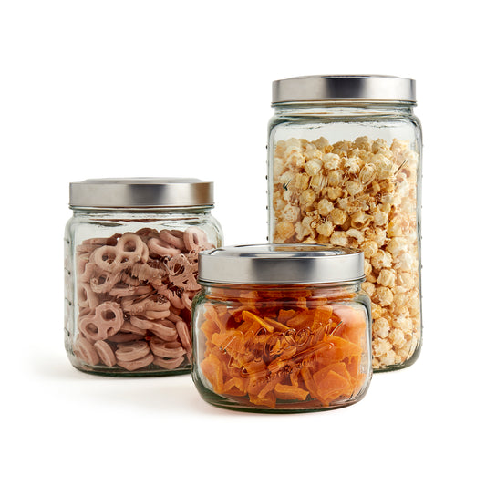 3-Piece Glass Canister Set with Pop Up Lids