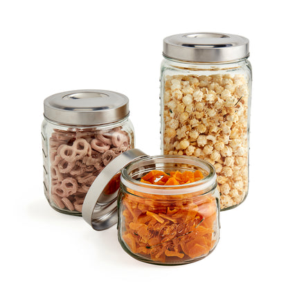 3-Piece Glass Canister Set with Pop Up Lids