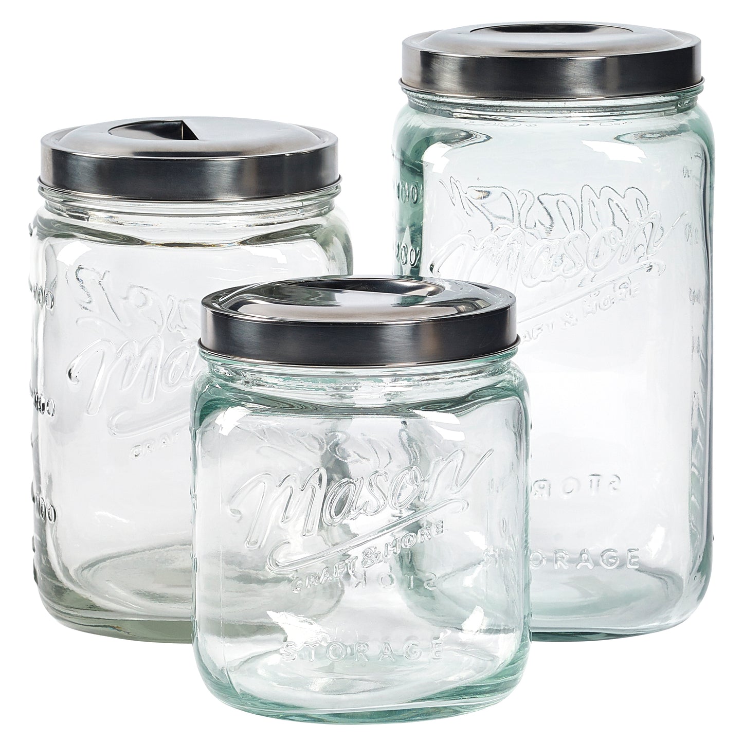 3-Piece Glass Canister Set with Pop Up Lids