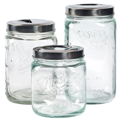 3-Piece Glass Canister Set with Pop Up Lids