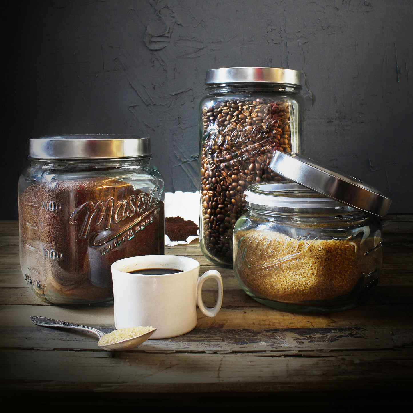 3-Piece Glass Canister Set with Pop Up Lids